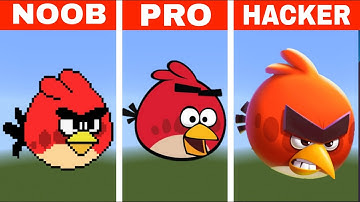 Minecraft Pixel art (noob vs pro vs hacker) Angry birds Red