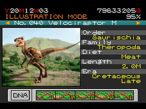 Jurassic Park 3: Park Builder (Game Boy Advance) - ALL DINOSAURS