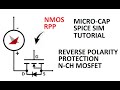 Micro-Cap Tutorial: MOSFET Reverse Polarity Protection (Lowside NMOS)