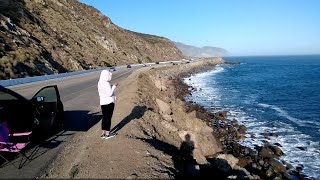 Scenic drive along ca 1 pacific coast highway in malibu california