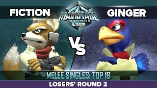 Fiction vs Ginger - Losers' Round 2: Melee Singles Top 16 - Mainstage | Fox vs Falco