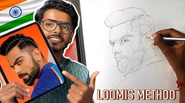 How to Draw Virat Kohli with LOOMIS METHOD // Outline Drawing demonstration