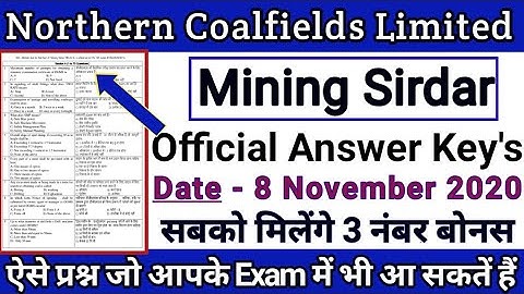 Ncl Mining Sirdar Answer key