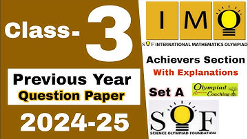 Class 3 IMO Previous Year Question Paper 2024-25 International Mathematics Olympiad IMO Olympiad