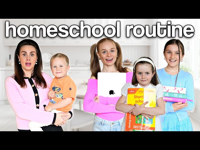 OUR HOMESCHOOL ROUTINE with 4 KIDS | Family Fizz class=