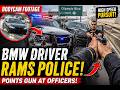 Suspect Shot After Slamming BMW Into Police Cruisers And Aiming Gun | Bodycam