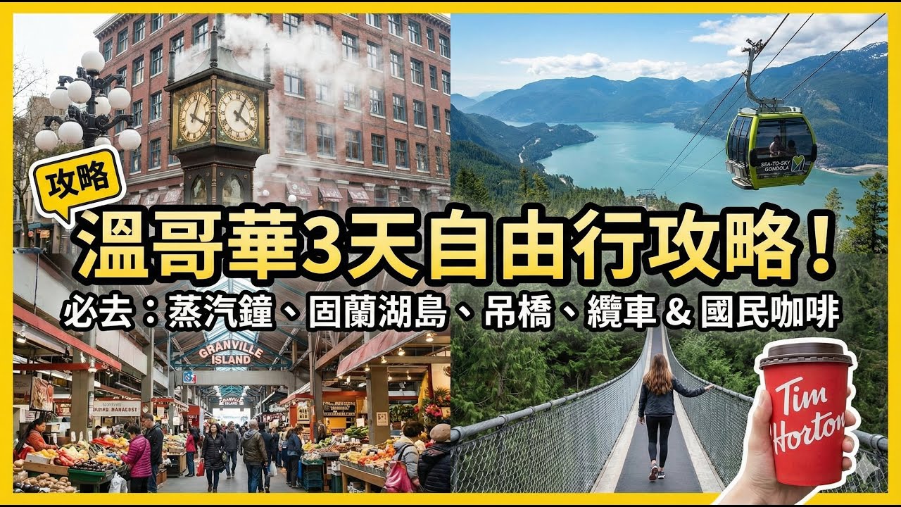 溫哥華 3 天自由行｜蒸汽鐘＋卡皮諾吊橋＋海天纜車這樣排!!!