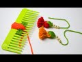 Awesome trick to make multicolour flower keychain with woolen thread  yarn keychain making