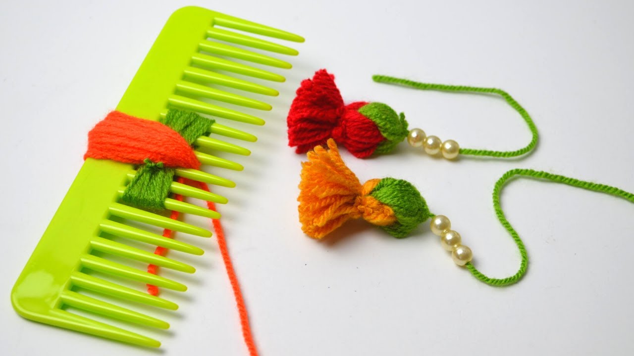 Awesome trick to make multicolour flower Keychain with woolen thread