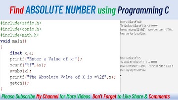 find absolute value using c | C Programming | Computer Programming | Education| ICT