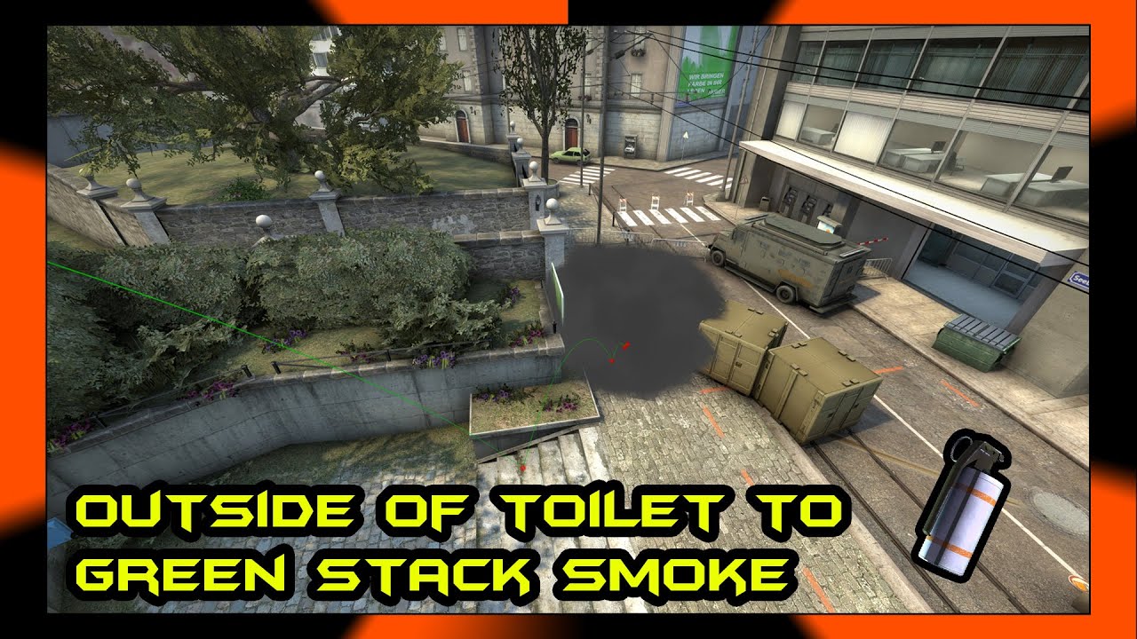 CS:GO OVERPASS OUTSIDE OF TOILET TO GREEN STACK SMOKE - YouTube