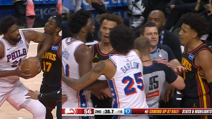 Joel Embiid gets heated with Jalen Johnson for shove after Embiid elbowed Okongwu