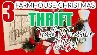 3 FARMHOUSE CHRISTMAS THRIFT FLIP TRASH TO TREASURE DIYs! High-End Christmas Home Decor on a Budget!