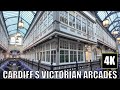 Victorian arcades  central market of cardiff wales  4k walkthrough  asmr  no music  no talking