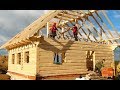 World Amazing Intelligent Wooden House Build Process - Extreme Fastest Log House Build Skills