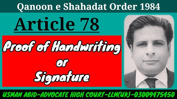 proof of handwriting and signature | article 78 qso 1984 | section 66 evidence act 1872
