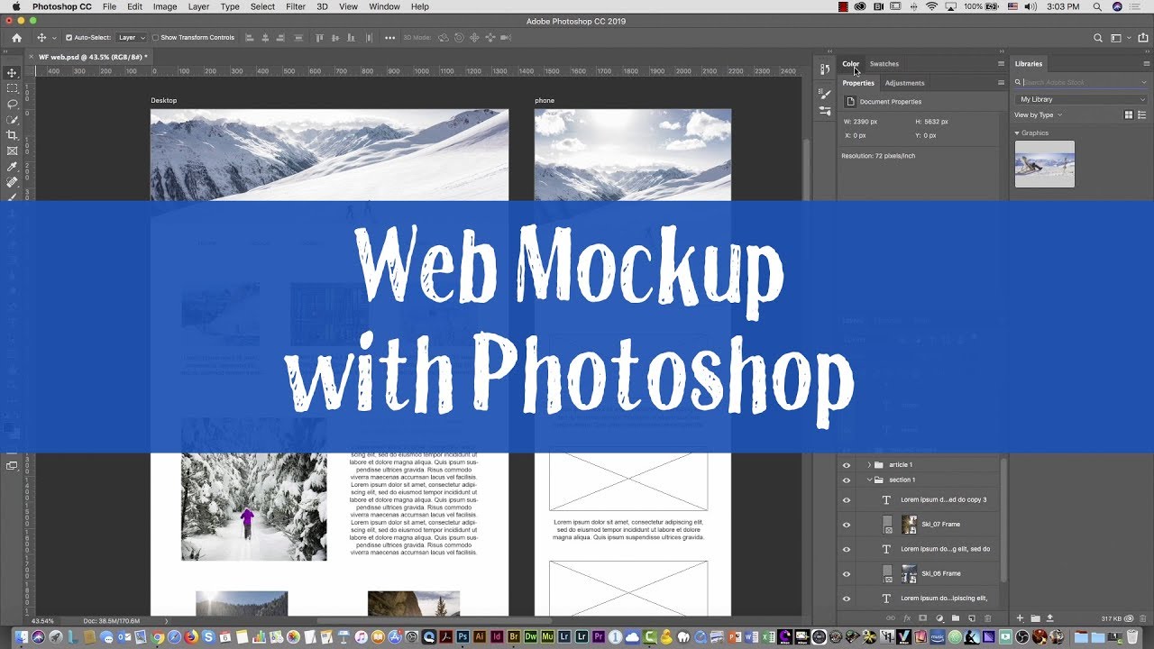 Download Ski Web Project 02 How To Create A Website Mockup In Photoshop Cc 2019 Youtube