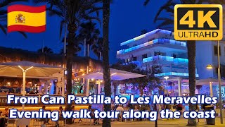 From Can Pastilla to Les Meravelles. Mallorca. Evening walk tour along the coast. #mallorca #4k