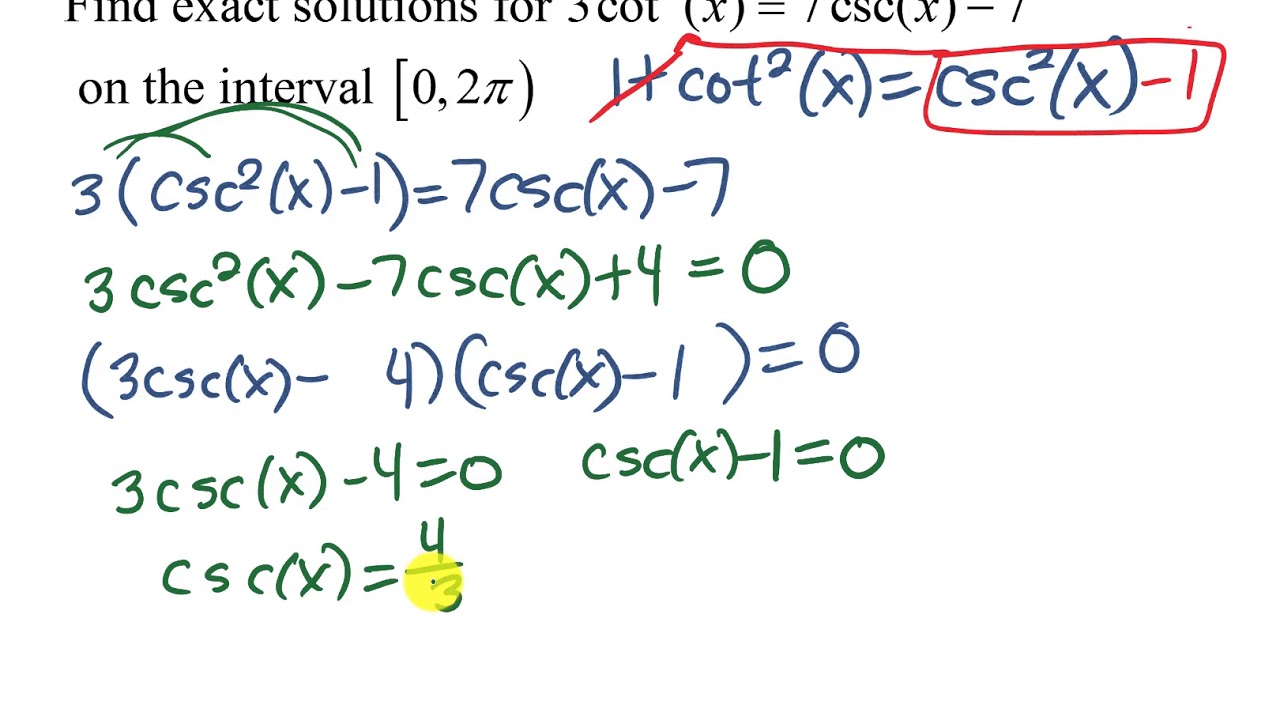 Solve 3cot Squared X 7csc X 7 YouTube solve-3cot-squared-x-7csc-x-7-youtube