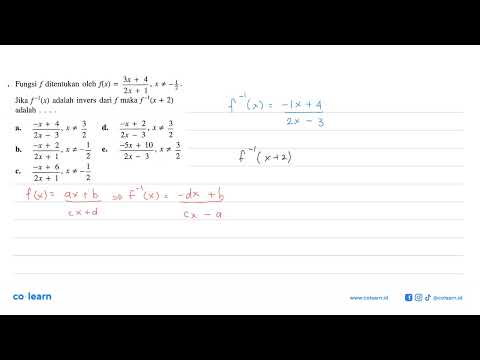 Video The function f is defined by f(x)=(3x+4)/(2x+1), x=/=-1/2. If f^(-1)(x) is the inverse of f then ... - youtube