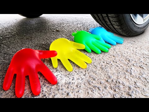 Crushing Experiments! &Car vs Crunchy Rainbow Giant Sline Balloons & Soft Things By Car