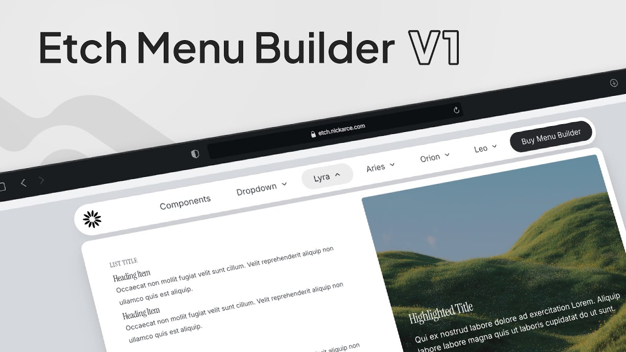 My Etch Menu Builder Release - YouTube