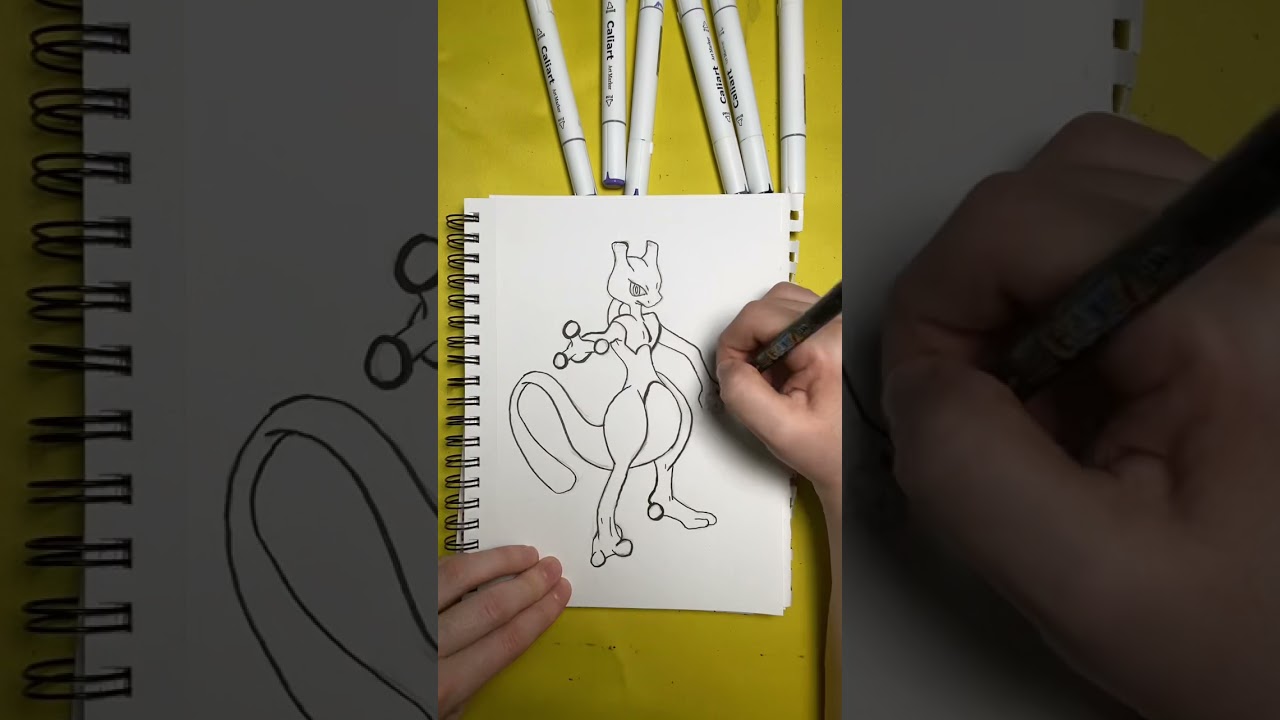 Mewtwo Pokémon Time Lapse Drawing