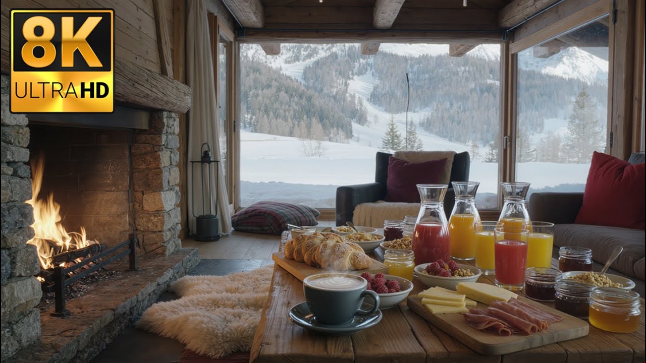 Quiet Focus Morning in a Mountain Chalet | Chill Breakfast Atmosphere (8K)