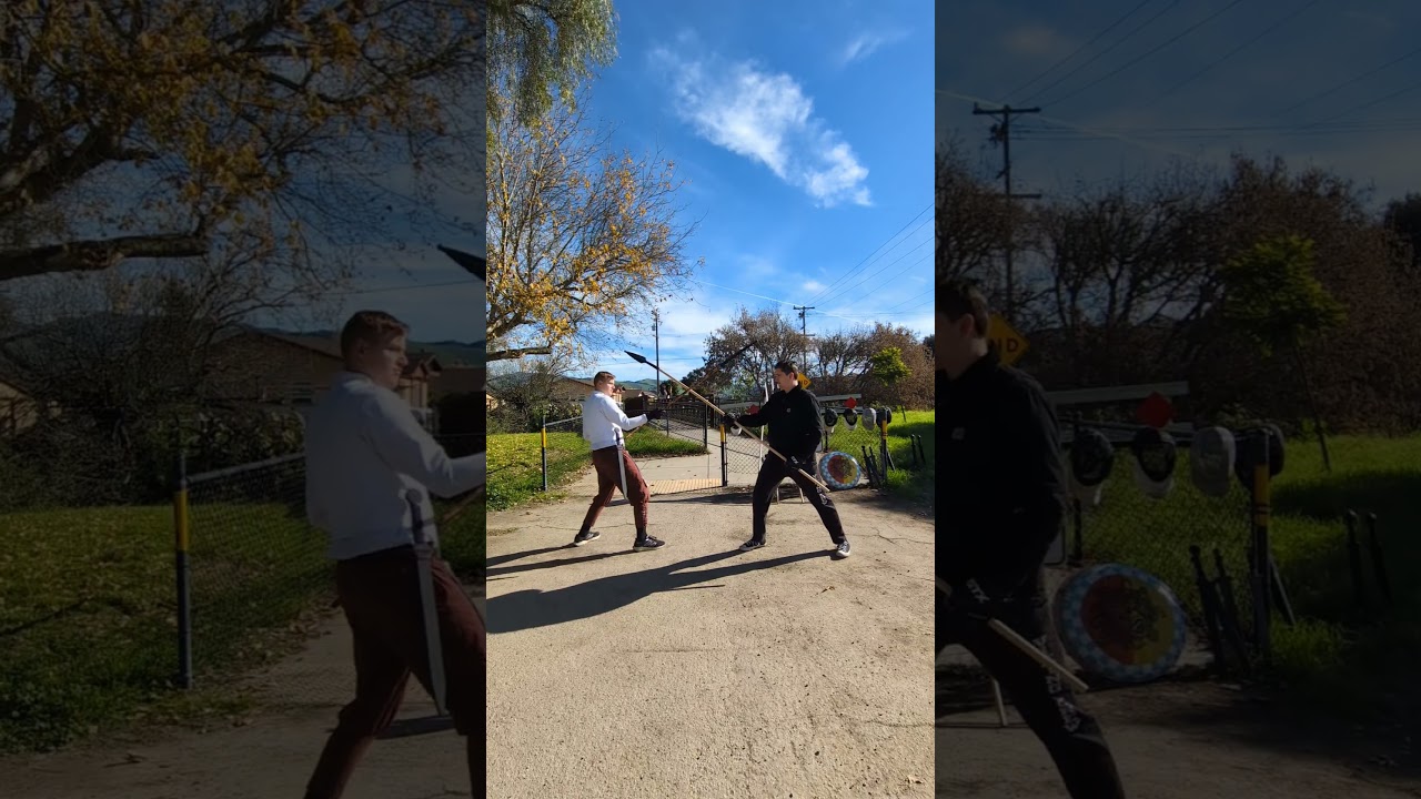 The students playing the exchange of thrusts by 