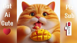 Cute cat’s yummy yummy mango 🥭🤤❤️ #cat #aicat #catstory #kitty #mango