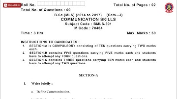 BSC 3RD SEM MLS COMMUNICATION SKILLS NOV 2019 | PTU