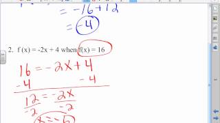 Algebra:4-7 Function Notation Part I