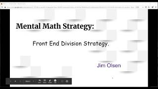 Front End Division Strategy **Mental Math Strategy**