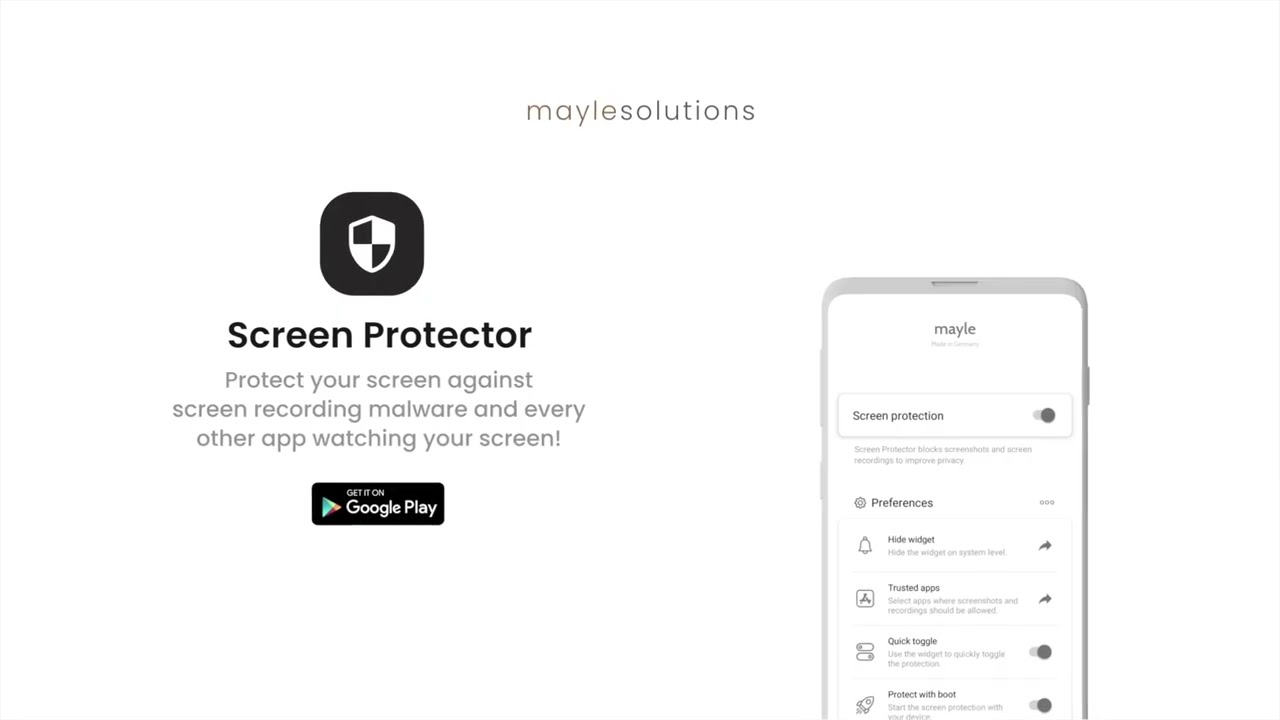 Screen Protector for Android: Block screen capture Spyware - Demonstration video