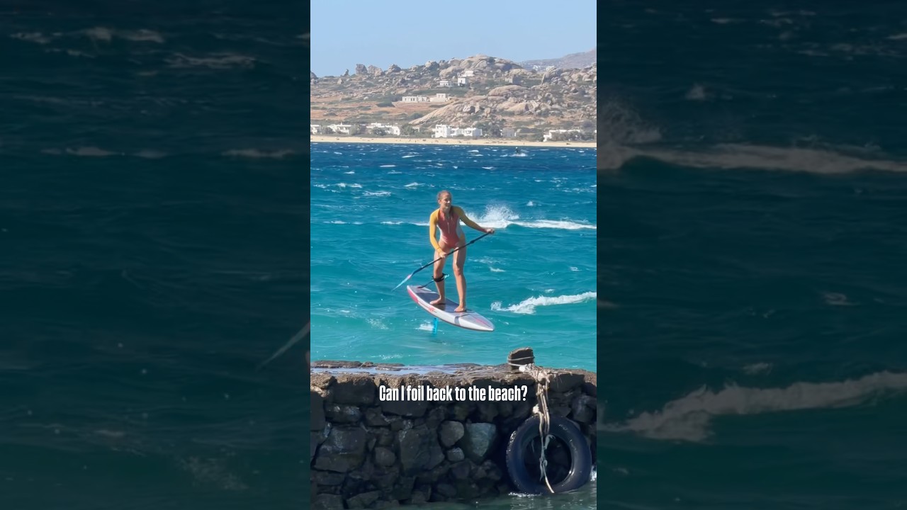 Can I foil back to the beach?! #foiling #SUP #surfboard #surfing #girls #extremesports #satisfying