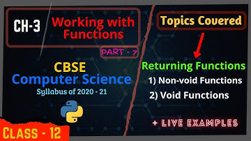 #3.6 Working with Function | Returning values from Functions | Void and Non-void functions in Python