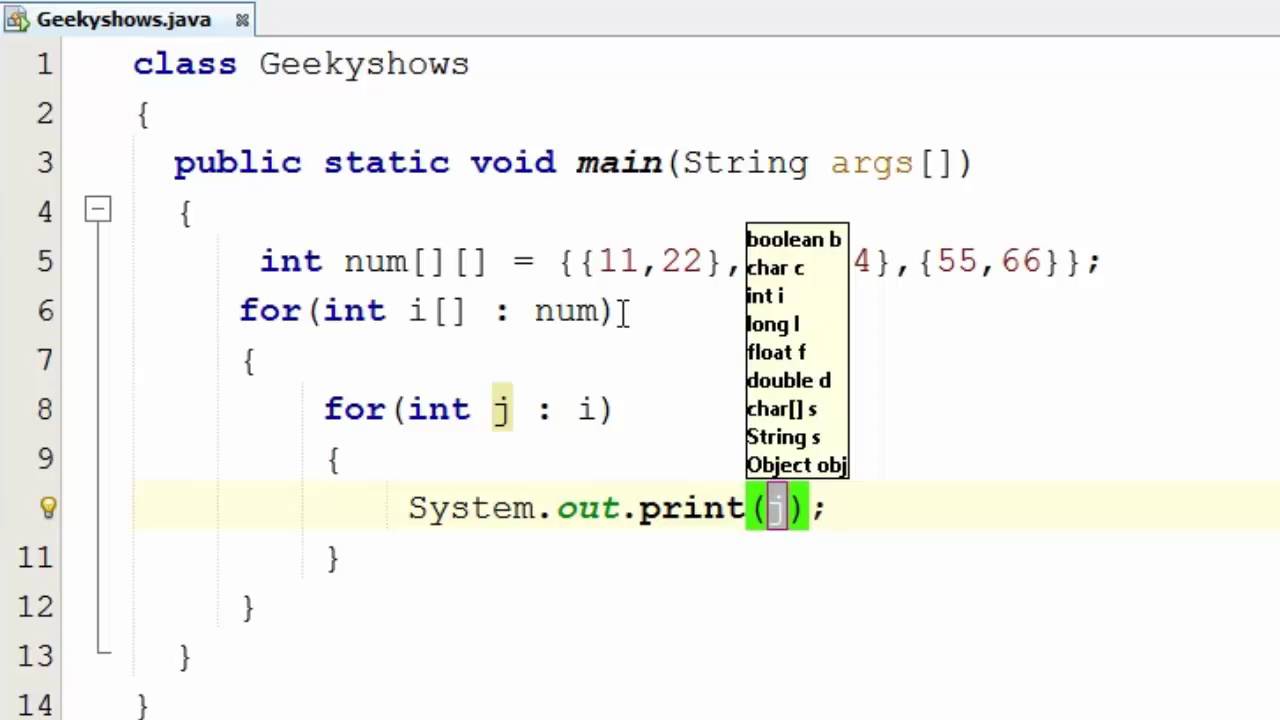 90. Enhanced for loop with Dimensional Array Java Programming (Hindi) - YouTube