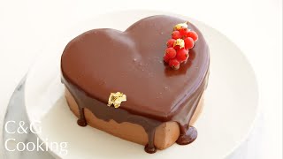 【バレンタイン】かわいいハートのチョコケーキの作り方  | ASMR スイーツ バタークリームケーキ お菓子作り