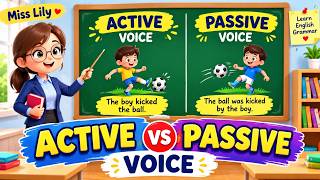 Active and Passive Voice for Kids | English Grammar Lesson | Easy Rules with Cartoon Examples
