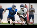 Treylon Burks, Malik Willis and other Tennessee Titans rookies run routes during training camp day 3