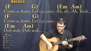 Barbie Girl (AQUA) Guitar Lesson Chord Chart with Chords/Lyrics - Capo 4th