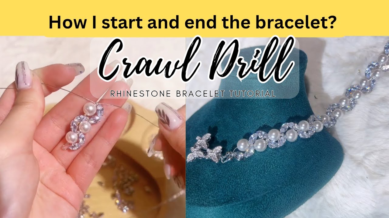 Crawl Drill Rhinestones bracelet tutorial | Cute Beaded Bracelet Making #beadedbracelet #handmade