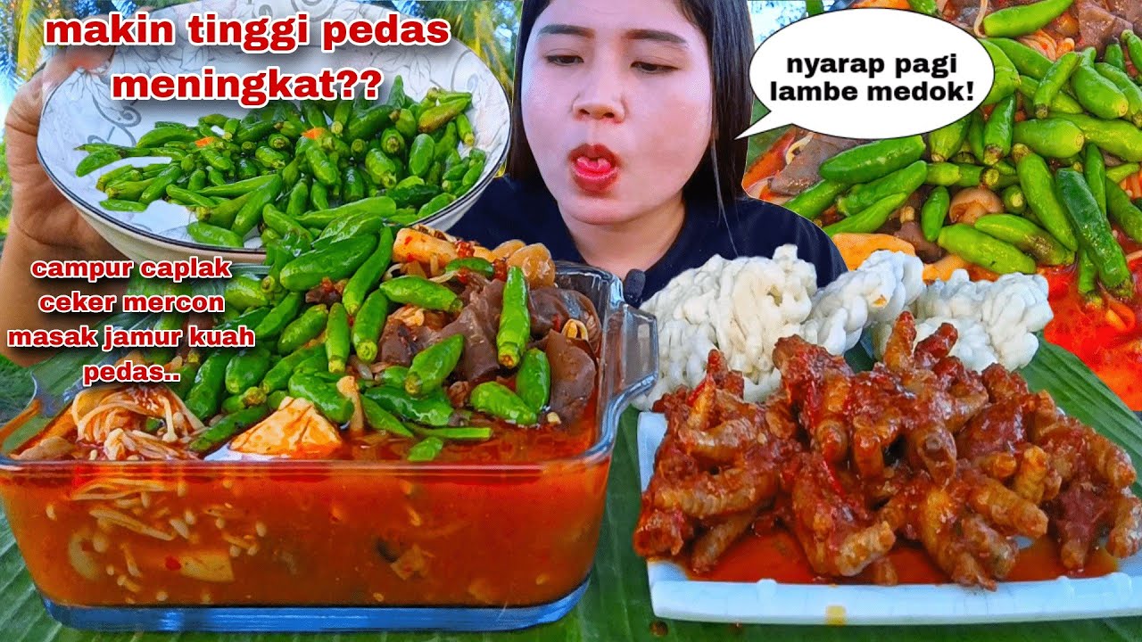 SERUPUT SEGER PEDAS GURIH 🥵 SPICY MUSHROOM SOUP CABE RAWIT MENTAH CEKER MERCON MUKBANG
