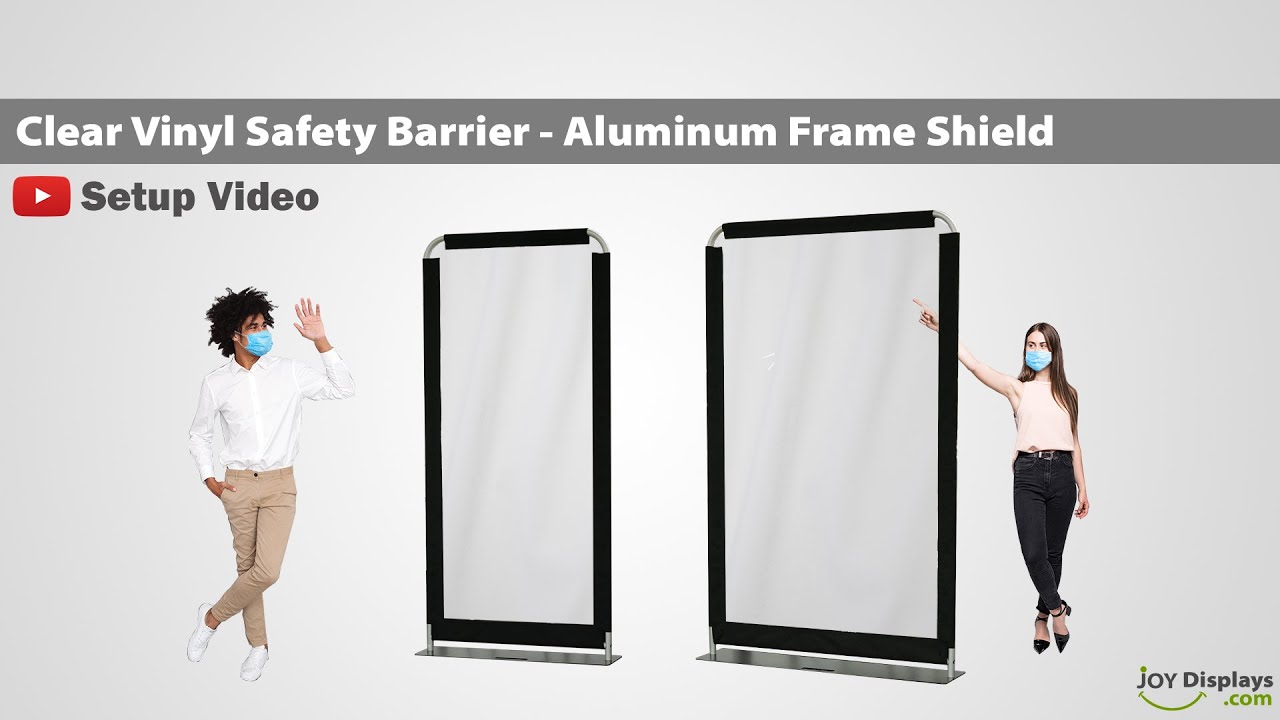 Clear Vinyl Safety Barrier - 3' W X 6.5' H & 4' W X 6.5' H Floor Standing Aluminum Sneeze Guard