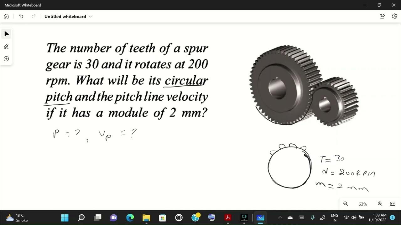 Spur gears Numerical problem 2 // Find pitch and pitch velocity YouTube