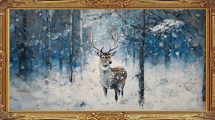 Forest Deer Frame TV Art Winter Woodland Screensaver Framed 4K HD Wallpaper Snowy Scenery Slideshow