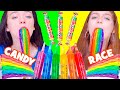 ASMR Rainbow Food Candy Race, Jelly Shooter Mukbang