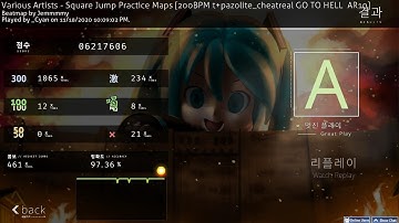 Various Artists - Square Jump Practice Maps [200BPM t+pazolite_cheatreal GO TO HELL AR10] +NM 97.36%