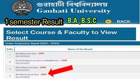 Gauhati University 1 semester Result 2022| 1semester result gauhati University|Gu 1semester results