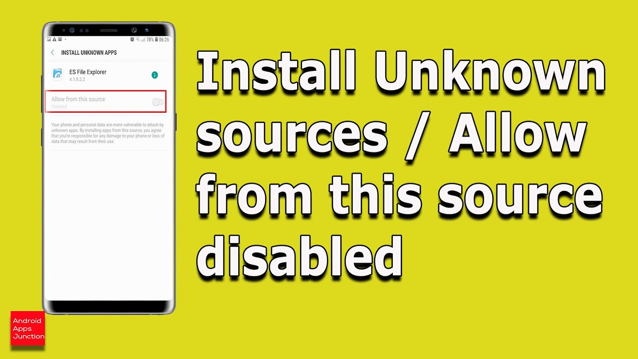 Fixed Install Unknown Sources Disabled Allow From Other Sources
